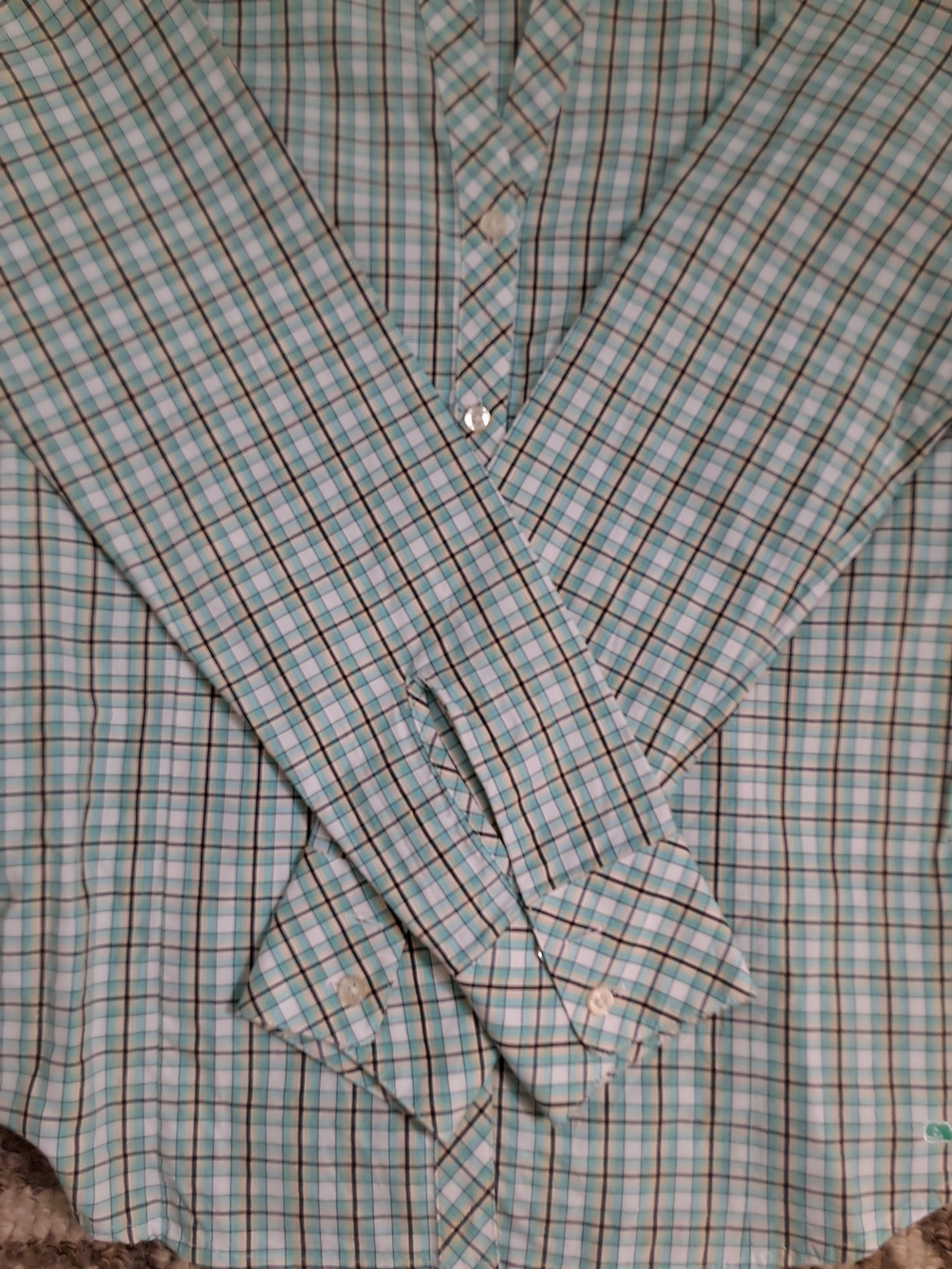 Vineyard Vines Plaid Button-Down Shirt in Mint Green and Navy - Picture 6 of 6